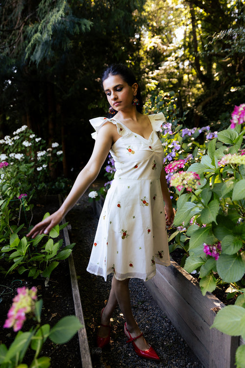The Meadow Embroidered Flutter Dress